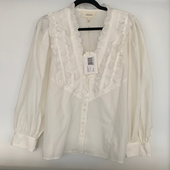 THE GREAT. Tops - NWT- The Great Ruffled Blouse